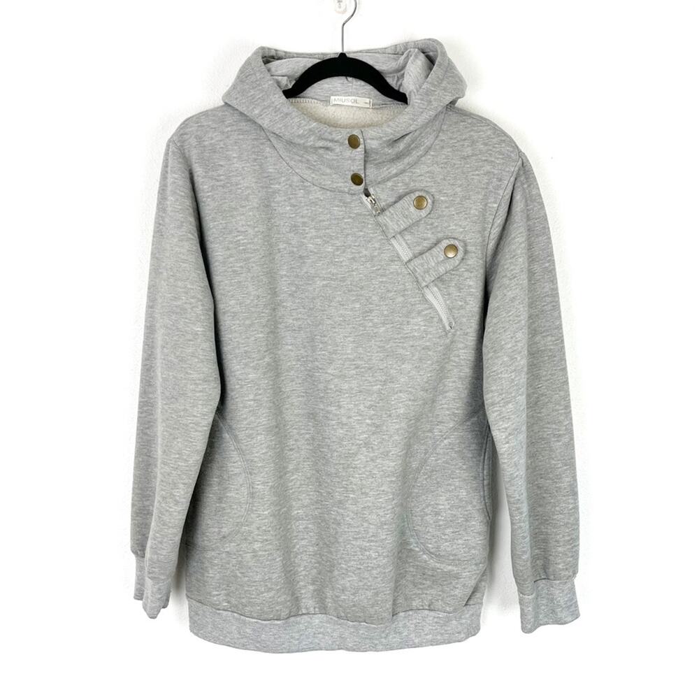 Miusol Pullover Sweatshirt Hoodie Zip Snap Streetwear Style Athleisure Track